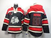 Men's Chicago Blackhawks #81 Marian Hossa Black Sawyer Hoodie Sweatshirt Stitched Jersey image