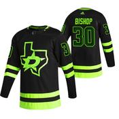 Men's Dallas Stars #30 Ben Bishop Black 2020-21 Reverse Retro Alternate Hockey Jersey image