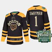 Men's Boston Bruins #1 Jeremy Swayman 2023 Winter Classic Black Authentic Stitched Jersey image