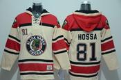 Men's Chicago Blackhawks #81 Marian Hossa Cream Sawyer Hooded Sweatshirt Stitched Jersey image