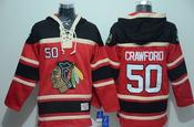 Men's Chicago Blackhawks #50 Corey Crawford Red Sawyer Hooded Sweatshirt Stitched Jersey image