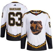 Custom Boston Bruins #63 Brad Marchand White Reverse Retro 2.0 Stitched Hockey Jersey image