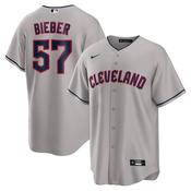 Men's Cleveland Guardians Shane Bieber Cool Base Replica Road Jersey - Gray image