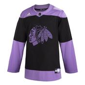 Men's Chicago Blackhawks Adidas Black/Lavendar 2019 Hockey Fights Cancer Authentic Blank Jersey image