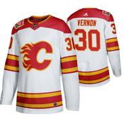 Calgary Flames #30 Mike Vernon Heritage White Classic Authentic Jersey image