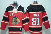 Men's Chicago Blackhawks #81 Marian Hossa Red Sawyer Hooded Sweatshirt Stitched Jersey image