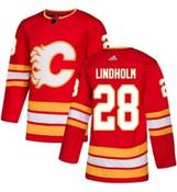 Men's Calgary Flames #28 Elias Lindholm Red Stitched Jersey image