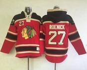 Men's Chicago Blackhawks #27 Jeremy Roenick Red Sawyer Hoodie Sweatshirt Stitched Jersey image