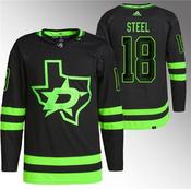 Men's Dallas Stars #18 Sam Steel Black Stitched Hockey Jersey image