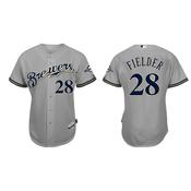 Youth Milwaukee Brewers Prince Fielder Replica Road Jersey - Gray image