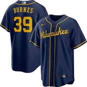 Men's Milwaukee Brewers Corbin Burnes Cool Base Replica Alternate Jersey - Navy image