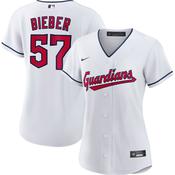 Women's Cleveland Guardians Shane Bieber Cool Base Replica Home Jersey - White image