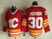Men's Calgary Flames #30 Mike Vernon 1980-81 Red CCM Vintage Throwback Jersey image