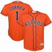 Mens Houston Astros Carlos Correa Cool Base Replica Jersey Orange image