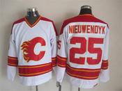 Men's Calgary Flames #25 Joe Nieuwendyk White Throwback CCM Jersey image