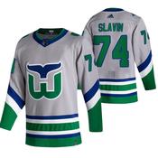 Men's Carolina Hurricanes #74 Jaccob Slavin Grey 2020-21 Reverse Retro Alternate Hockey Jersey image
