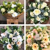Happy Birthday hand-tied bouquet with chocolates and card