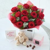 Valentine's Day 12 Red Roses Gift Set image