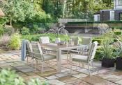 Beige 6 Seater Outdoor Dining Set – Teak Effect Table image