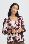 FRARIANA Blouse – Watercolour Bloom Rum Raisin / Red image