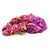 Vibrant floral and purple scrunchie duo