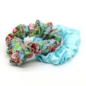 Paisley and aqua scrunchie duo
