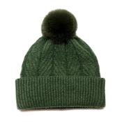 Charlotte Moss Green Herringbone Knit Bobble Hat image