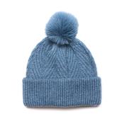 Charlotte Dusky Blue Herringbone Knit Bobble Hat image