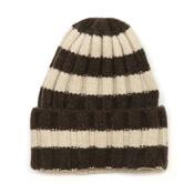 Wanda Brown and Oatmeal Bold Stripe Beanie Hat image