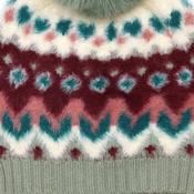 Imogen Super Soft Wine and Duck Egg Pattern Knit Bobble Hat image