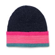 Anna Ribbed Knit Navy, Pink, Teal Stripe Beanie image