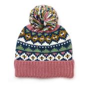 Valentina Rose Pink, Blue and Sage Mix Pattern Knit Bobble Hat image