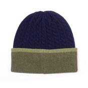 Matty Navy Cable Men's Recycled Blend Beanie with Khaki Turn-up image