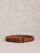 White Stuff Weave Leather Belt Mid Tan image