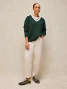 Texture V-Neck Jumper – Dark Plum / Dark Green image