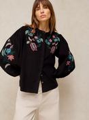 Wren Embroidered Cord Top – Black Multi image