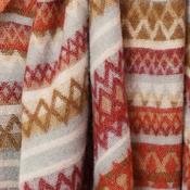 Zadie Rust and Taupe Mix Zigzag Stripe Scarf with Fringe image