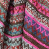 Zadie Neon Pink and Brown Mix Zigzag Stripe Scarf with Fringe image