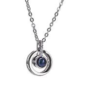 Newgrange Silver Necklace – Blue Stone &amp; Diamanté Pendant