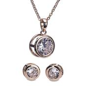 Newgrange Large White Stone Necklace &amp; Earrings Set – Rose Gold