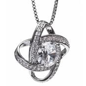 SILVER INTERLOCKING DIAMOND RING WITH STONE PENDANT