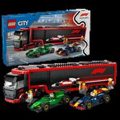 LEGO F1 Truck with RB20 &amp; AMR24 – City Race Car Set