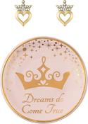 Disney Princess Tiara Heart Earrings &amp; Trinket Tray