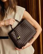 Nova Hand Woven Top Handle Bag in Chocolate image