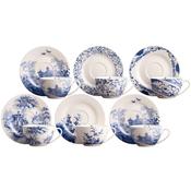 Aynsley Archive Blue Teacups &amp; Saucers Set of 6
