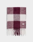 Recycled Checked Tassel Scarf in Cherry and Off White image