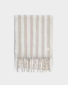 Recycled Striped Tassel Scarf in Off White and Sand image