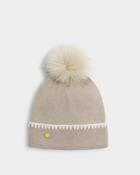 Whipstitch Pom Pom Knitted Hat in Taupe image