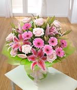 Lavish Lily, Rose &amp; Gerbera Handtied