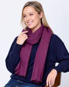 Foxford Solid Aubergine Fine Wool Cashmere Blend Scarf image